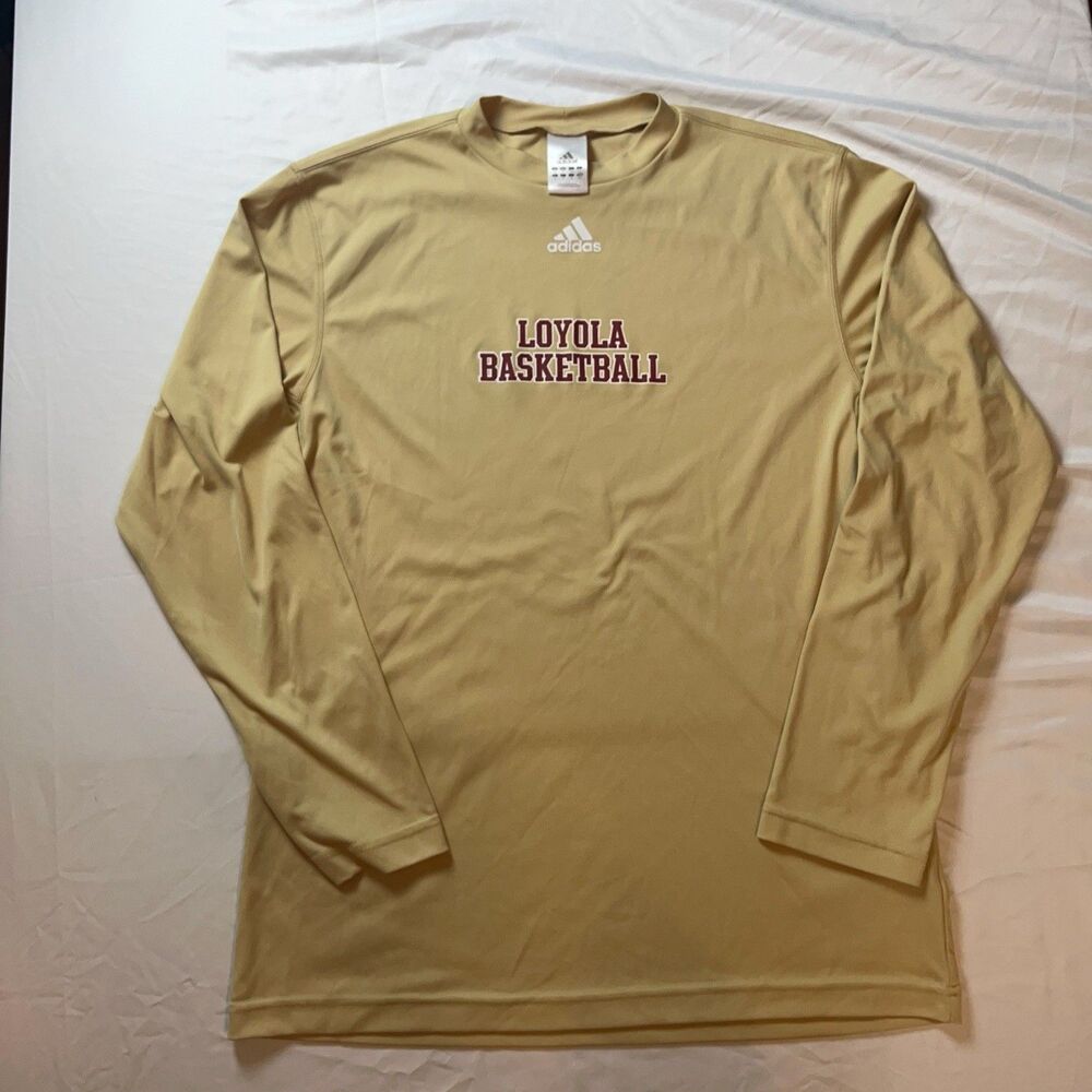 Layola Basketball Adidas XL Yellow Long Sleeve Tshirt NCAA polyester